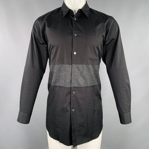 COMME des GARCONS HOMME PLUS Size S Black Charcoal Cotton Long Sleeve Shirt