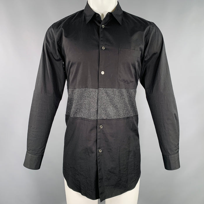 COMME des GARCONS HOMME PLUS Size S Black Charcoal Cotton Long Sleeve Shirt