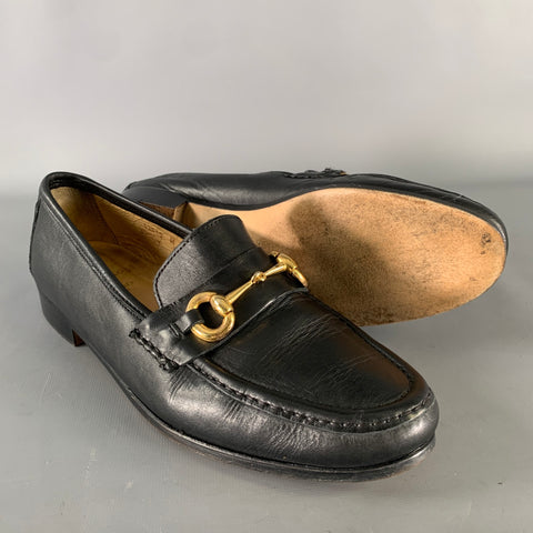BRUNO MAGLI Size 10 Black Gold Leather Loafers