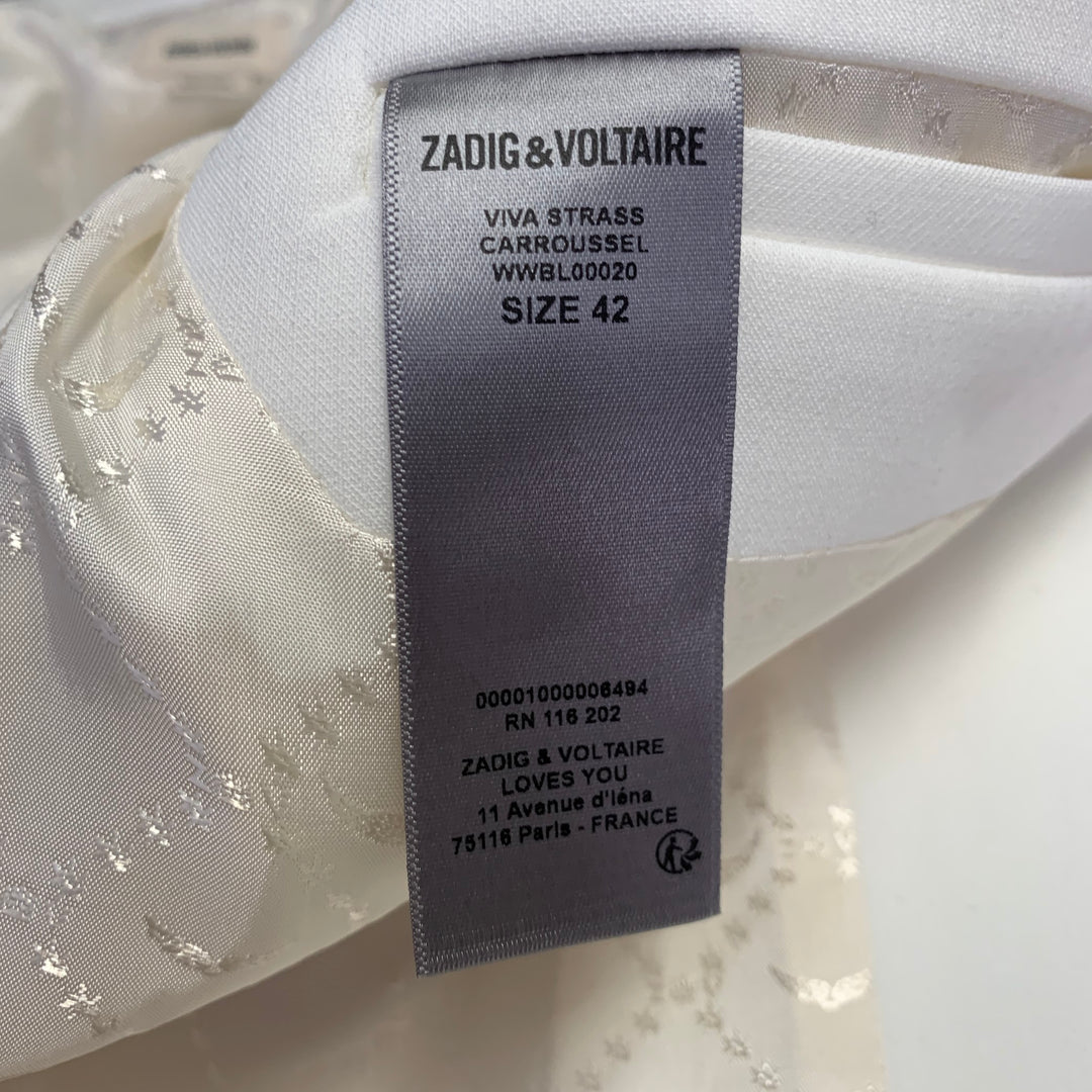 ZADIG & VOLTAIRE Size 42 Viva Strass Beige Studded Polyester Blend Peak Lapel Sport Coat