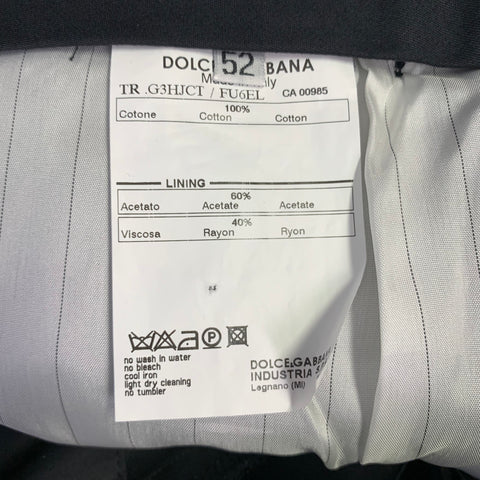 DOLCE & GABBANA Size 36 Black Cotton Twill Tapered Zip Fly Dress Pants