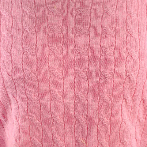 POLO by RALPH LAUREN Size M Pink Cable Knit Cashmere Crew Neck Pullover