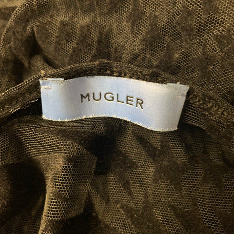 MUGLER Size S Black Stars Sheer Dress Top