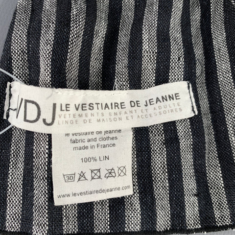 LE VESTIAIRE DE JEANNE Black Grey Stripe Linen Scarf