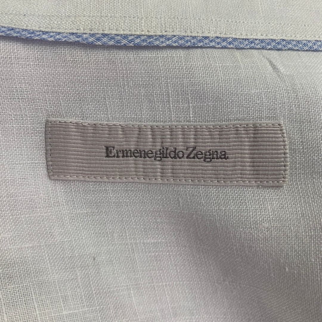 ERMENEGILDO ZEGNA Size XXL White Linen Long Sleeve Shirt
