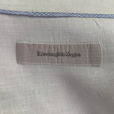 ERMENEGILDO ZEGNA Size XXL White Linen Long Sleeve Shirt