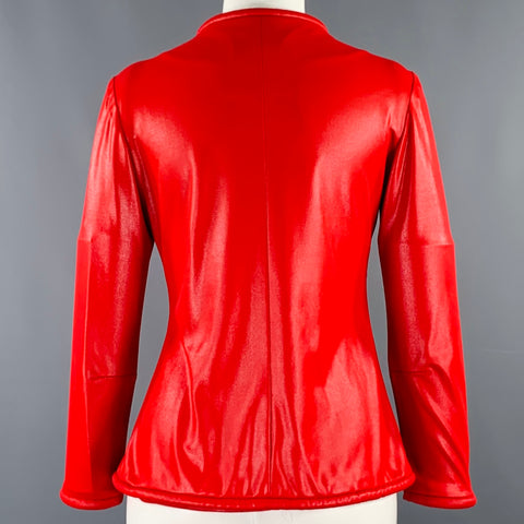 OSCAR DE LA RENTA Size M Red Zip Up Cover-Up Jacket