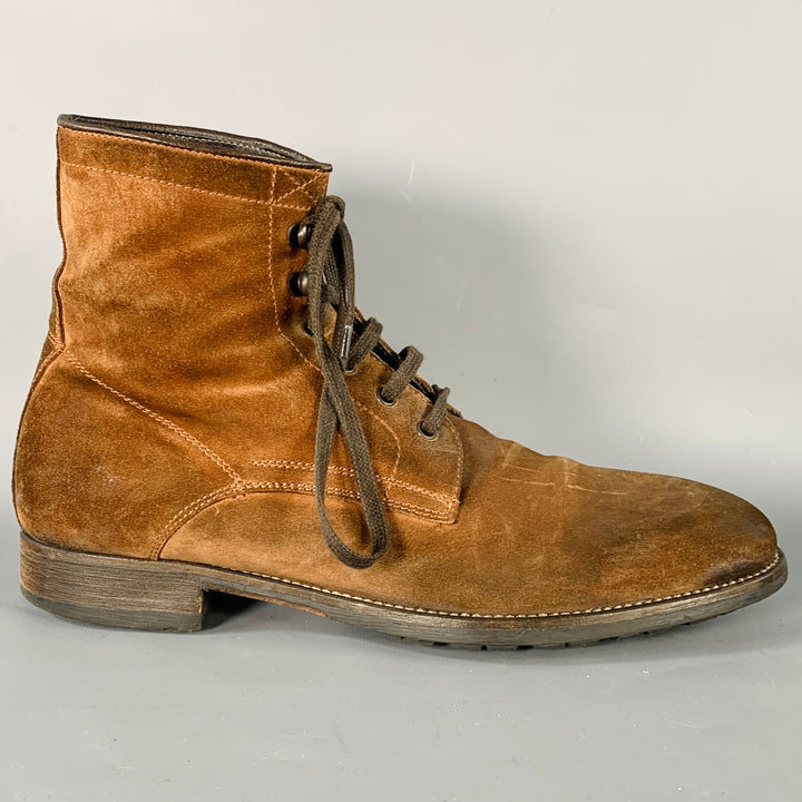 TO BOOT NY Size 8 Brown Roughout Leather Lace-Up Ankle Boots