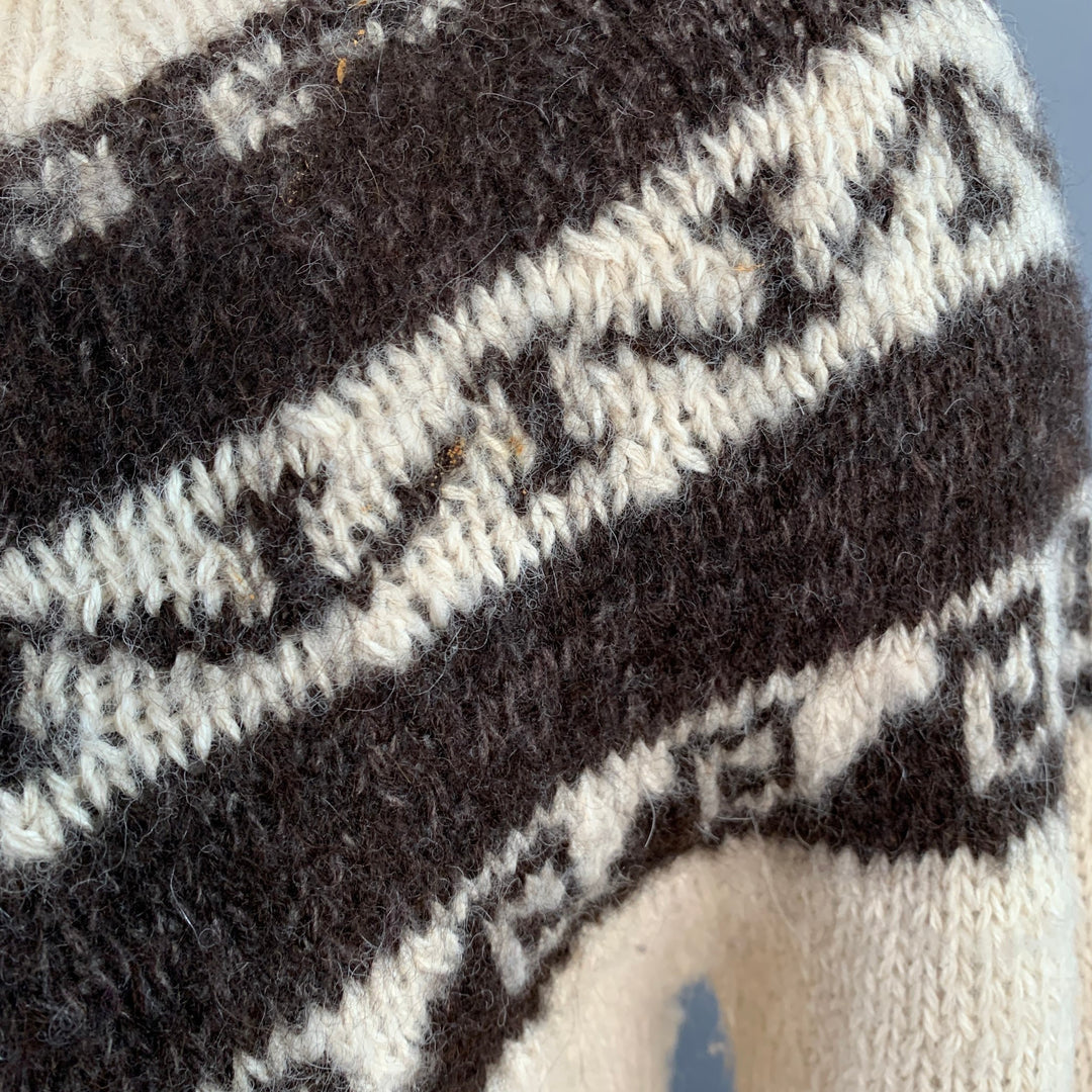 JUNYA WATANABE Size L Cream Brown Knit Wool Hooded Zip Up Cardigan