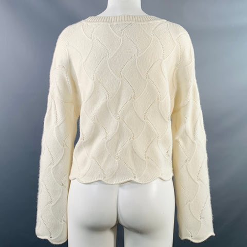 THE CASHMERE PROJECT Pull Col Rond Géométrique en Cachemire Crème Taille S
