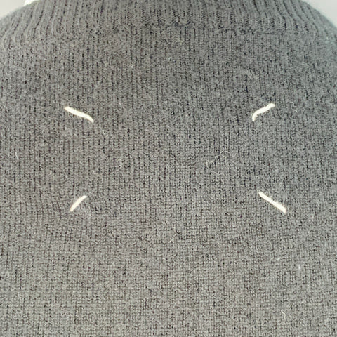 MAISON MARGIELA Size M Navy Grey Knit Suede Elbow Patches Sweater