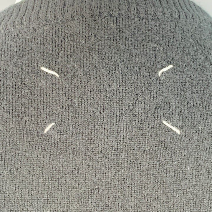 MARTIN MARGIELA Size M Black Grey Wool Suede Elbow Patches Sweater