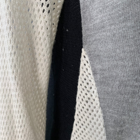 REBECCA TAYLOR Size S Grey Black White Nylon Blend Mixed Fabrics Casual Top