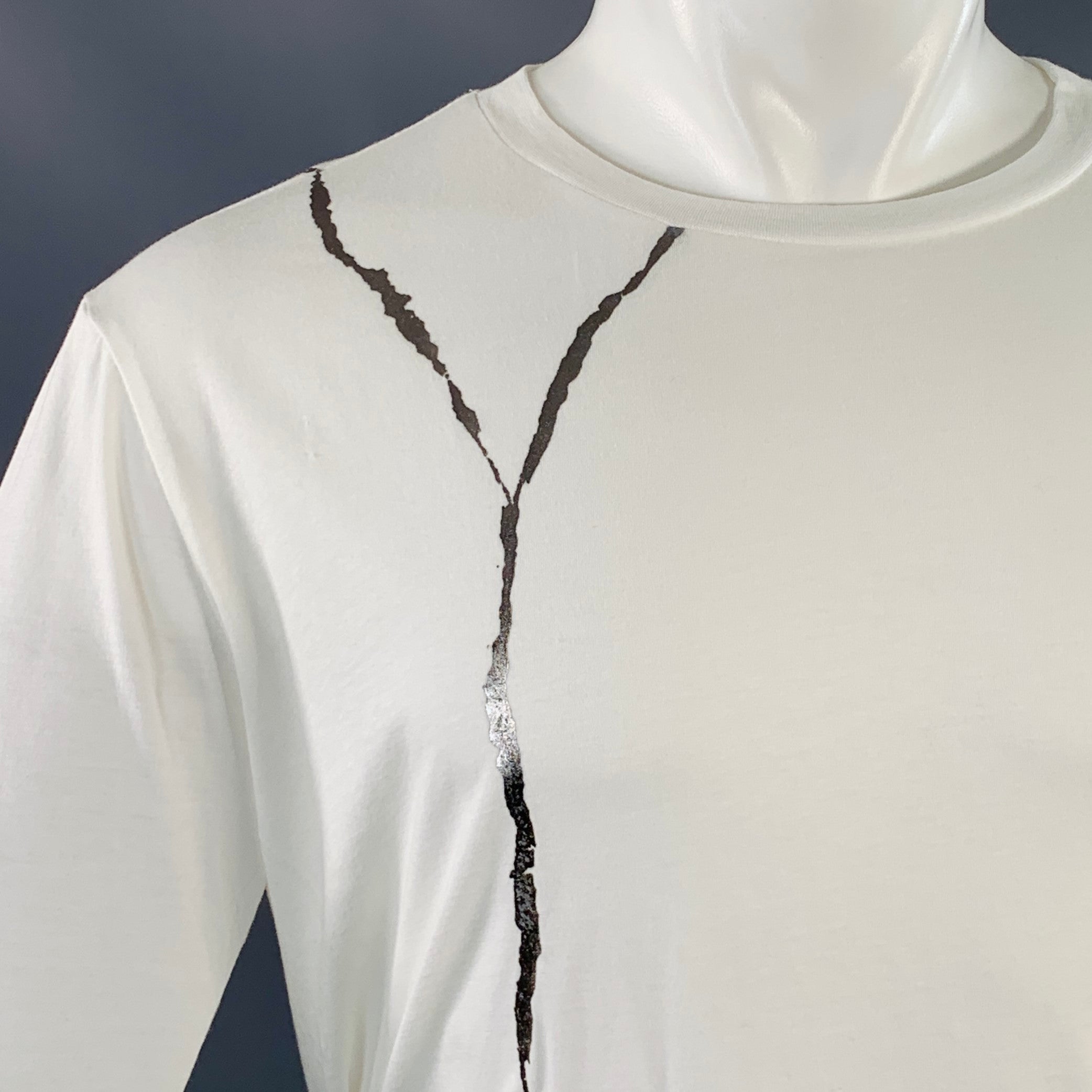 HAIDER ACKERMANN ドレスシャツ HAIDER ACKERMANN Size M White Silver Cotton Jersey Kintsugi Crew