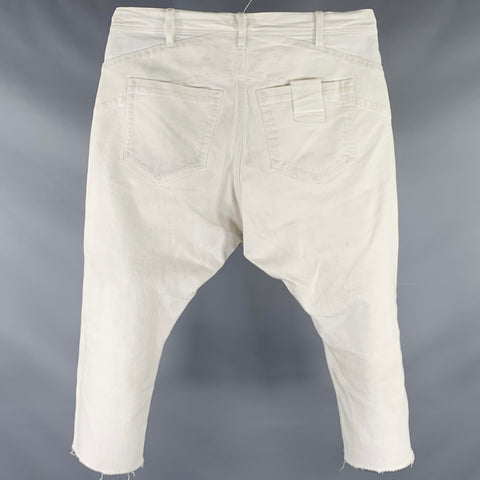JULIUS JAPAN SS16 Size M White Grey Abstract Cotton Blend Zip Fly Casual Pants