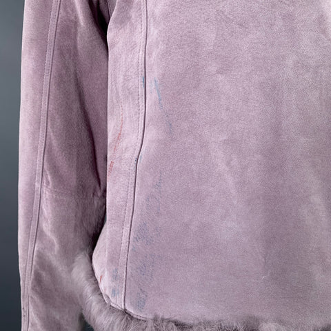 RAFFAELO Size M Purple Suede Fur Collar Eye Hook Jacket