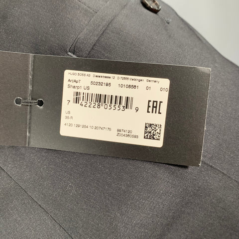 BOSS by HUGO BOSS Size 35 Black Virgin Wool Flat Front Dress Pants