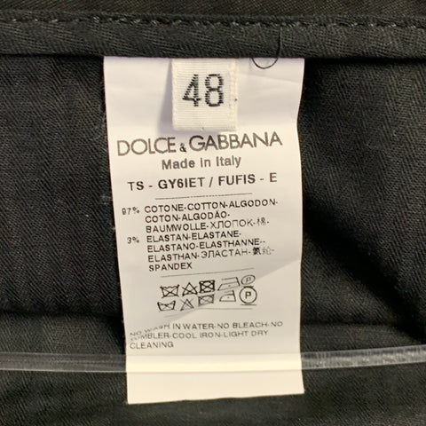 DOLCE & GABBANA Size 32 Black Cotton Blend Side Tabs Dress Pants
