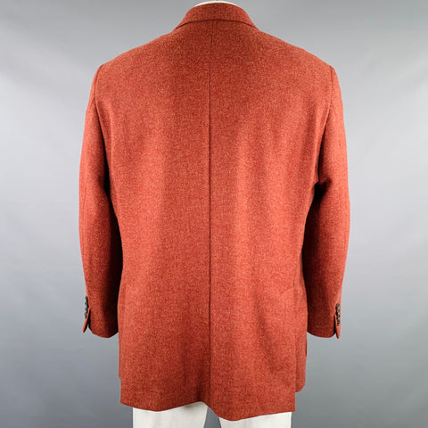 TODD SNYDER Size 46 Brick Red Wool Cashmere Notch Lapel Sport Coat