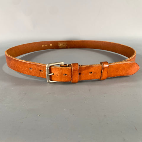 BERGDORF GOODMAN Size 38 Brown Light Crackled Leather Belt