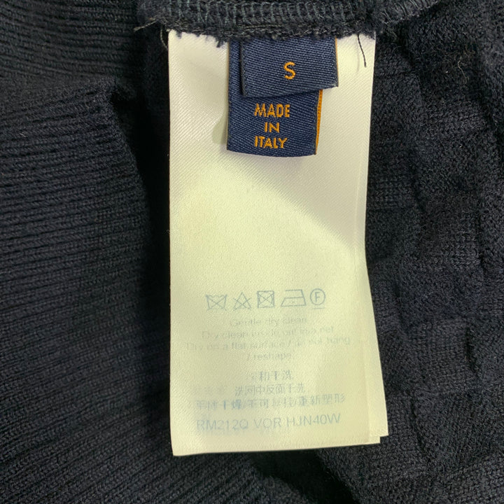 LOUIS VUITTON Size S Damier Signature Navy Checkered Wool Crew Neck Sweater