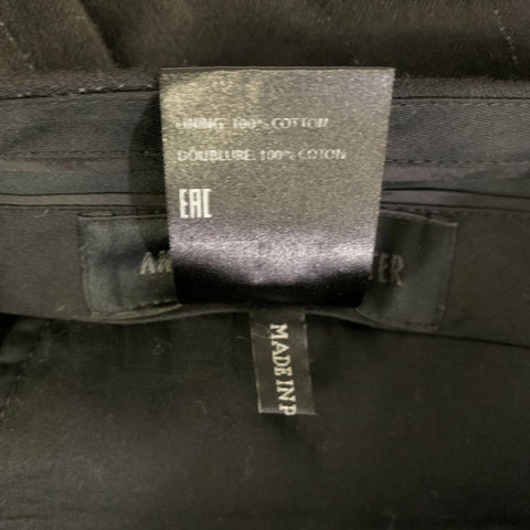 ANN DEMEULEMEESTER Size M Black Chalkstripe Wool Blend Tapered Dress Pants