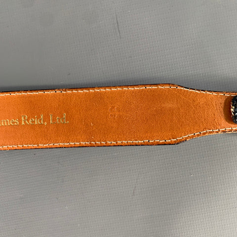 JAMES REID Size 36 Blue Navy Nubuck Lizard Belt