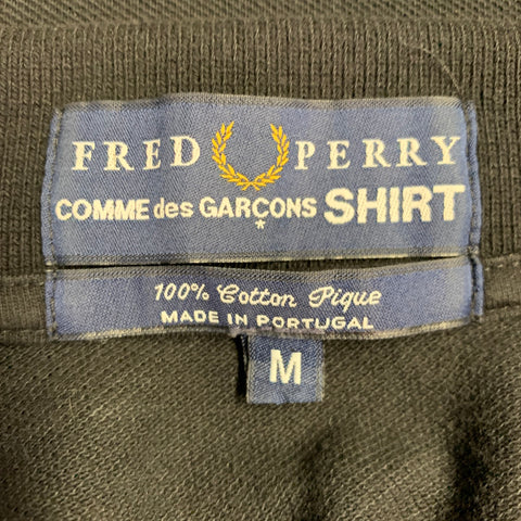 COMME des GARCONS SHIRT Size M Black Neon Yellow Contrast Trim Cotton Pique Polo