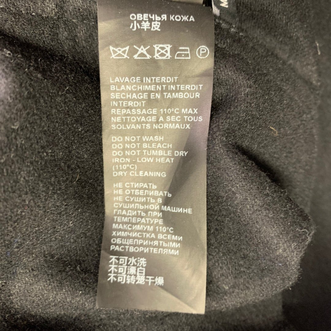 THE KOOPLES Size XXL Black Wool Blend Lambskin Collar Long Sleeve Shirt