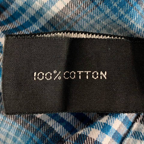 TOM FORD Size XL Blue White Plaid Cotton Flanel Long Sleeve Shirt