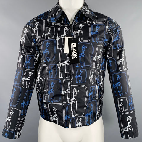 COMME des GARCONS 2014 Size XS Black White Blue Cartoon Nylon Jacket