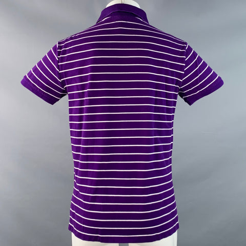 POLO by RALPH LAUREN Size M Purple White Stripe Pima Cotton Blend Polo