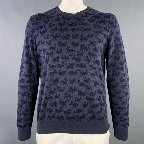 PS by PAUL SMITH Size L Navy Print Cotton Crew Neck Pullover