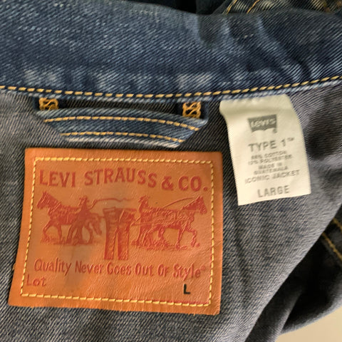 LEVI'S Size M Navy Indigo Contrast Stitch Cotton polyester Dagger Jacket