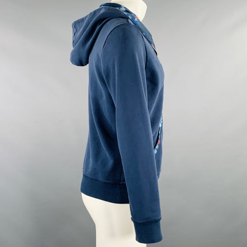 ALEXANDER MCQUEEN 2015 Size M Blue Red Print Cotton Hooded Sweatshirt