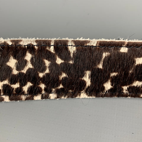 VINTAGE Brown White Animal Print Pony Hair Belt