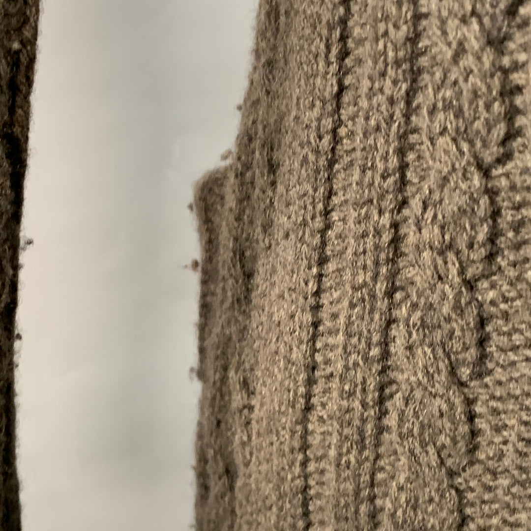 VIVIENNE WESTWOOD Size 36 Brown Tan Cable Knit Wool Cutout Long Cardigan