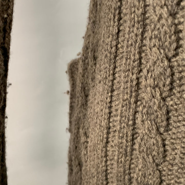VIVIENNE WESTWOOD Size 36 Brown Tan Cable Knit Wool Cutout Long Cardigan
