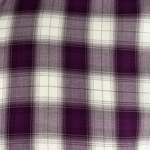 ETRO Size 39 Purple White Plaid Cotton Spread Collar Long Sleeve Shirt