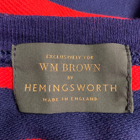 HEMINGSWORTH Size L Navy Red Stripe Cotton Crew Neck T-shirt