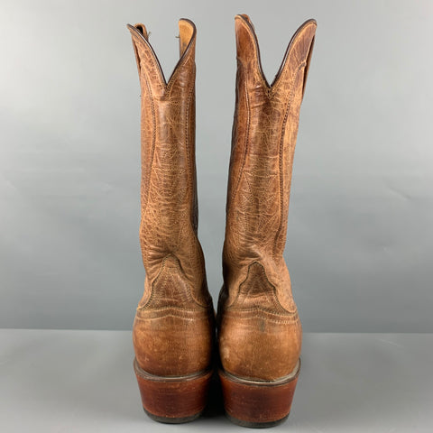 LUCCHESE Talla 10 Botas marrones desgastadas con punta en punta