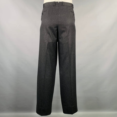 ERMENEGILDO ZEGNA Size 38 Grey Charcoal Wool Flat Front Dress Pants