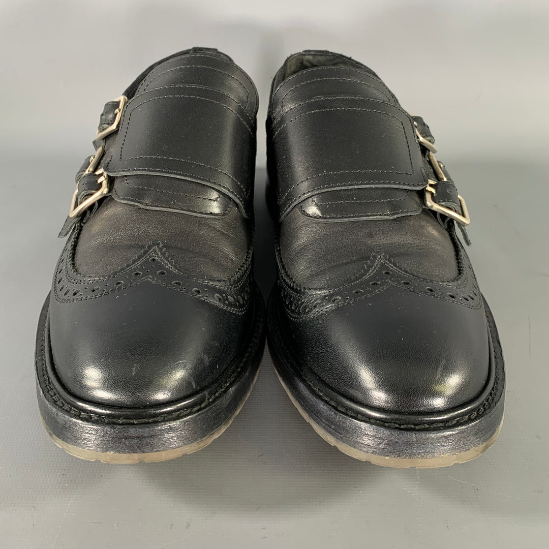 ALEXANDER MCQUEEN Size 9 Black Leather Monk Strap Loafers