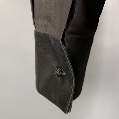 HUGO BOSS Size S Black Cotton Blend French Cuff Long Sleeve Shirt