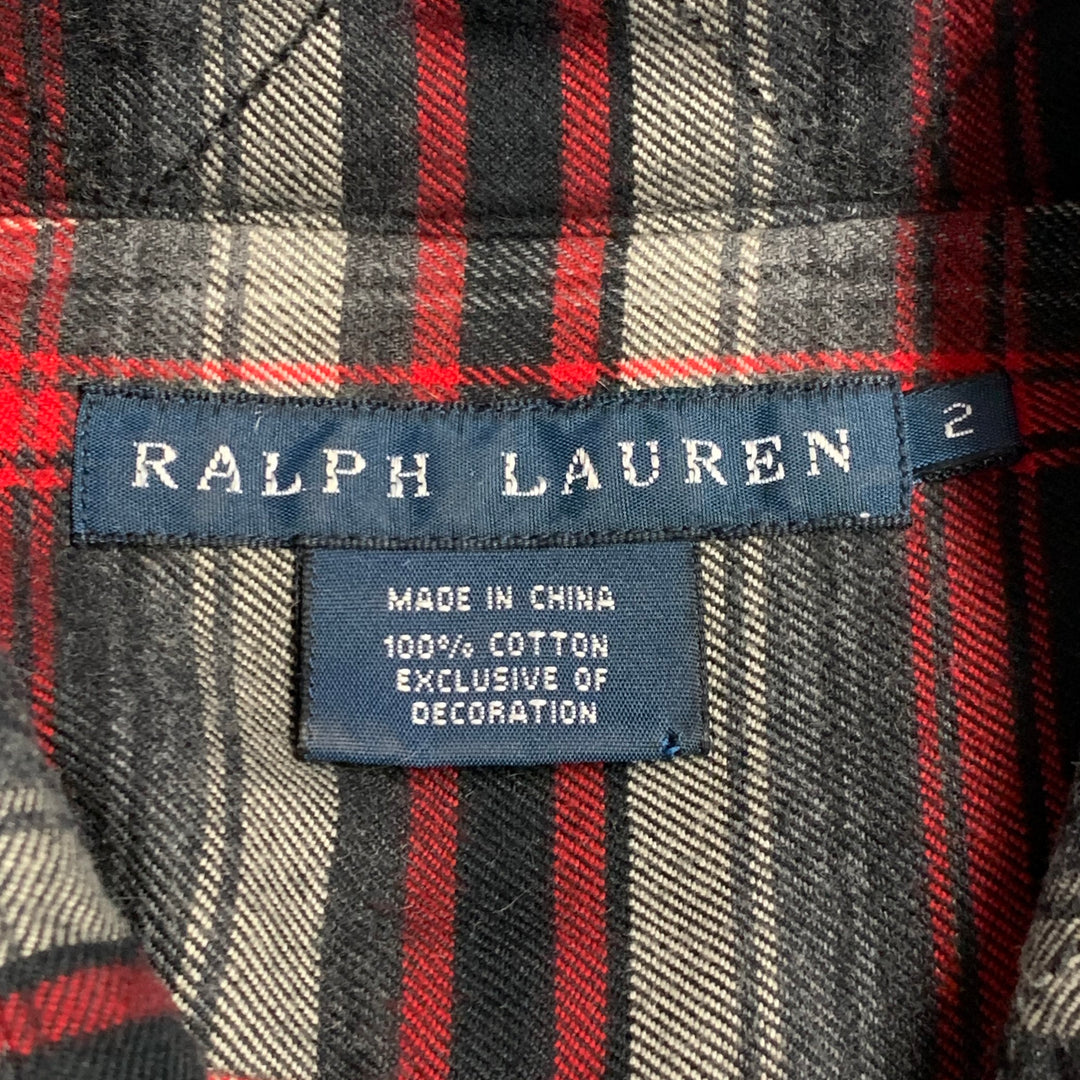 RALPH LAUREN Size XS Black Red White Cotton Plaid One Pocket Shirt