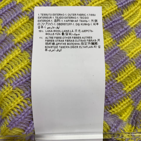 VERSACE Size S Yellow Lavender Wool Blend Checkered Crew Neck Casual Top