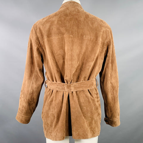 POLO SPORT Taille M Veste Ceinturée en Daim Texturé Marron