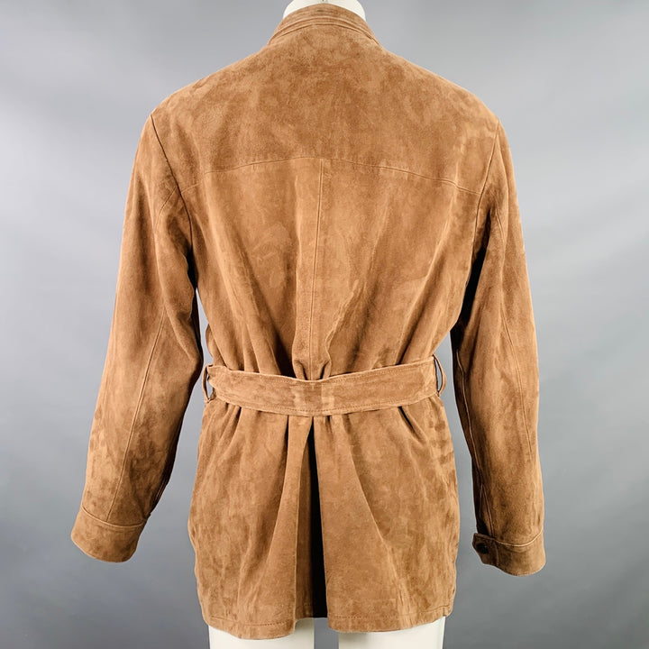 POLO SPORT Size M Brown Textured Suede Belted Jacket