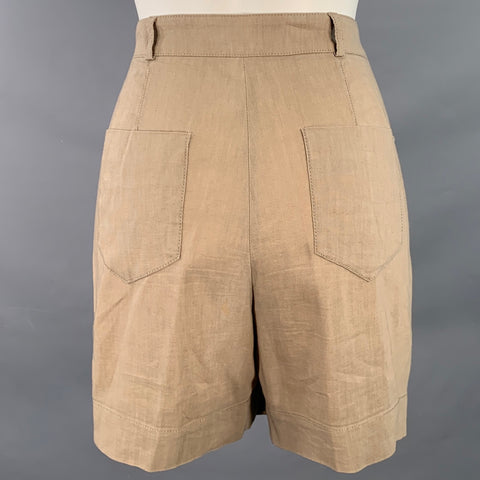 BURBERRY LONDON Size 8 Brown Wool Linen Pleated Shorts