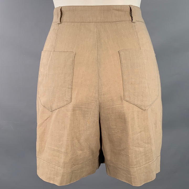 BURBERRY LONDON Size 8 Brown Wool Linen Pleated Shorts